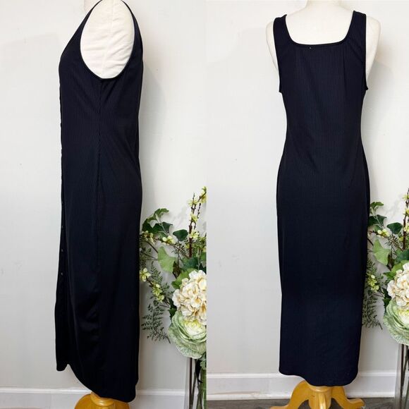 FOURTEENTH PLACE square neck rib knit body-con midi dress | large | black - Picture 4 of 10